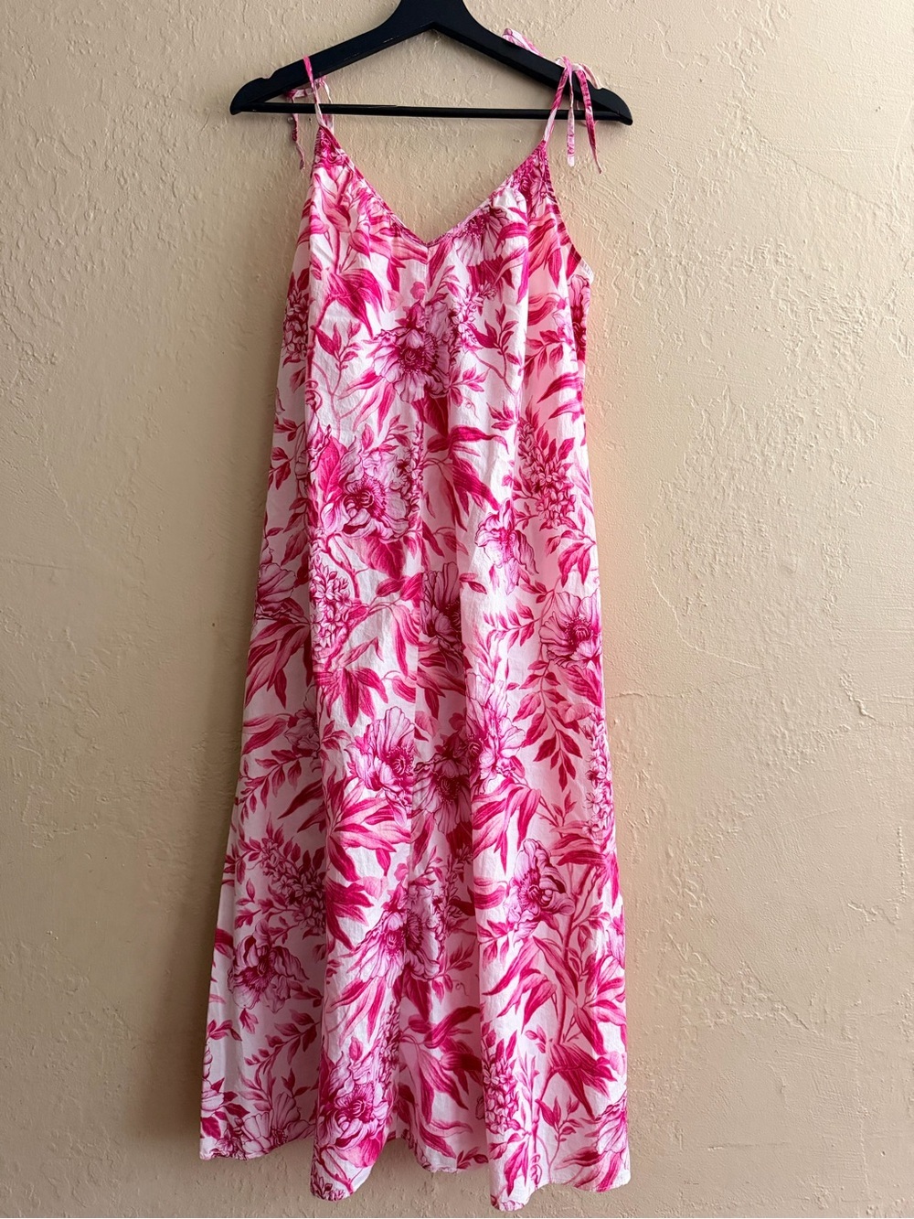 Pink Floral Tie-Shoulder Maxi Dress